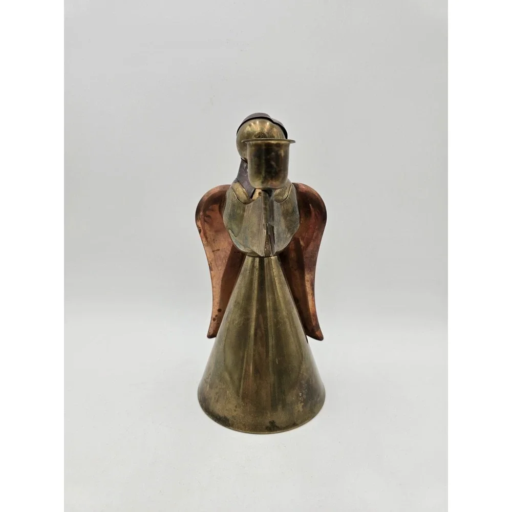 Vintage Brass and‎ Copper Angel Candlestick Holder 9.5